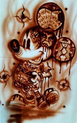 #Graffiti #Mickey #airbrush T shirt. airbrush Partys #airbrush shirts #airbrush hats #airbrush tattoos #airbrush headbands