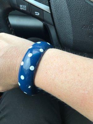 Another $3 vintage bracelet. Polka dot. Maybe melamine?