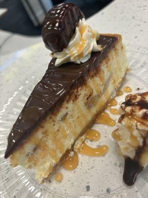 Chocolate covered banana slice of cheesecake