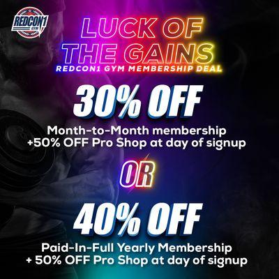 Get up to 40% off your Gym Membership + 50% off the Pro Shop. This March Only!