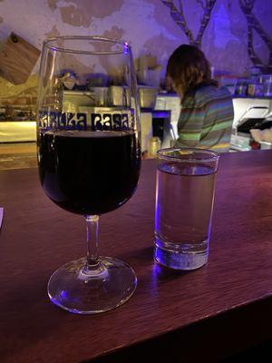 Red wine and sake (ice breaker)