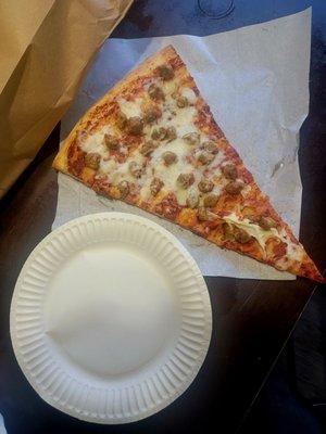 Pizza by the slice! Good size.