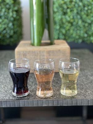 Wine flight (they have a Chardonnay, rosé and Zinfandel on tap - the rosé is my fav).