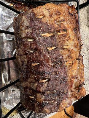 Rib Roast studded with garlic