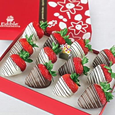 Our Swizzle Berries® are hand dipped to perfection in gourmet, semisweet chocolate, then topped with decadent white Swizzle® so they look an