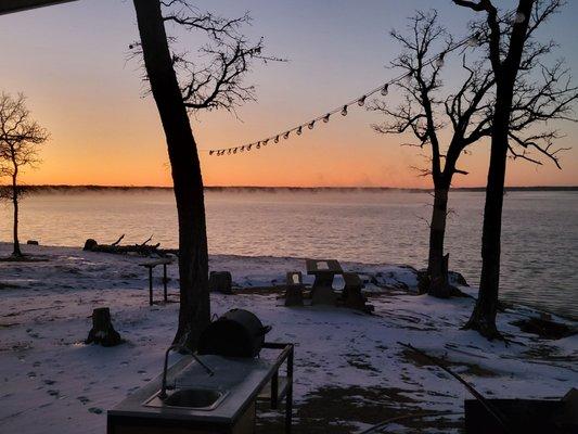 We woke up to seeing fog over the lake during the sunrise, picturesque