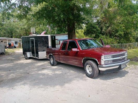 They managed to match the paint up perfectly so my truck and motorcycle are the same color.