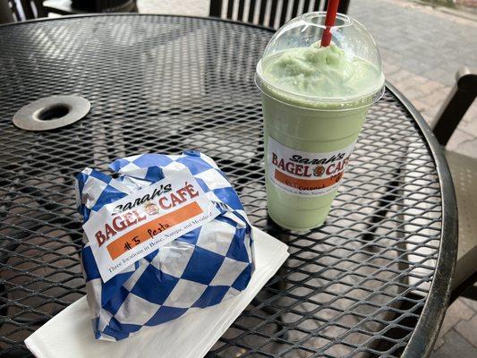 Chicken Salad Sandwich and 64. Green Tea Coconut Smoothie