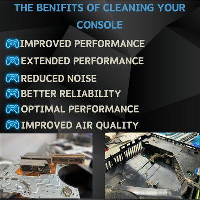 Keep your console clean. We offer same day console cleaning and heat sink restoration.