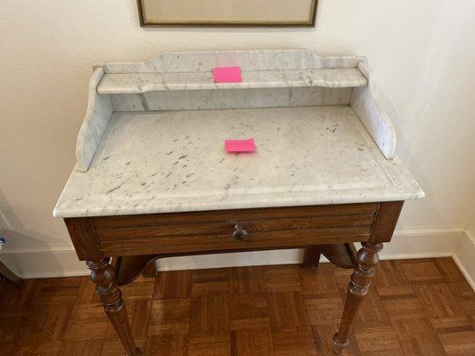 Antique marble top desk we moved