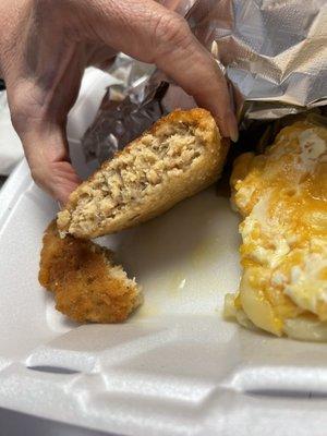 Inside of the salmon patty