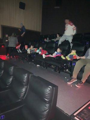 Family rental for birthday party.  Whole theater to ourselves for $150