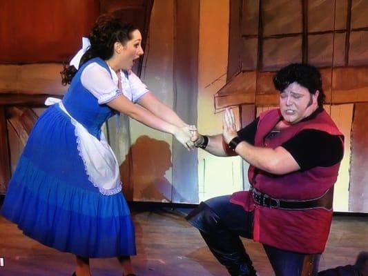 The Beauty and Gaston in the Beauty and the Beast. I am a fan of Gaston!