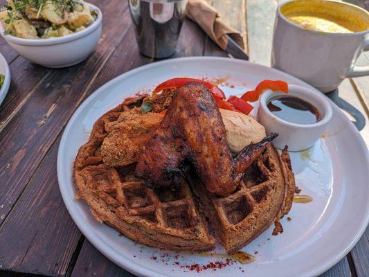 Fried chicken and waffle weekend brunch special