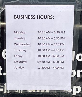 Business hours as of March 2022