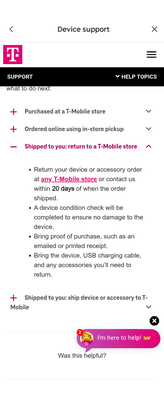 Online purchases - returns and exchanges can be done at any T-Mobile location, yet the staff doesn't know this