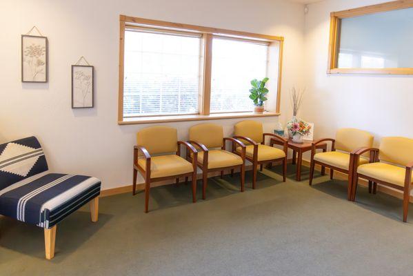 Relax in our cozy waiting area, thoughtfully designed to make you feel at home.