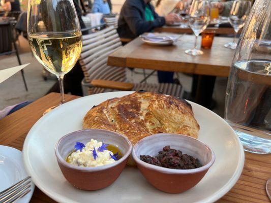 The hearth bread was amazing, with jam and tangy feta