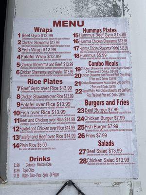 Weird Food menu