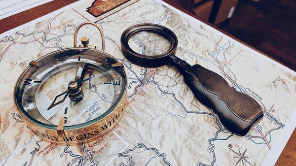 There's a super cool little room with lots of maps and magnifying glasses!