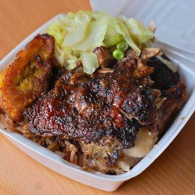 Jerk Chicken with Rice and Peas