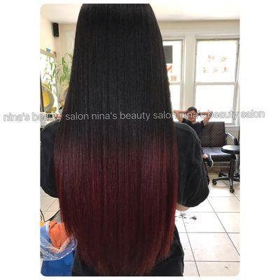 ombre color：black with red