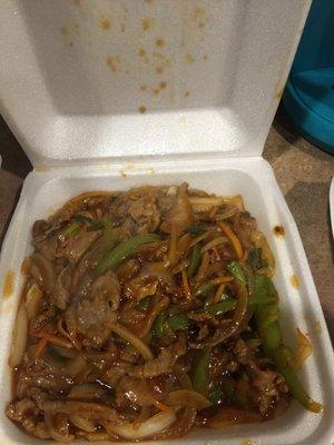 Mongolian beef. It was pretty spicy just how I like it.