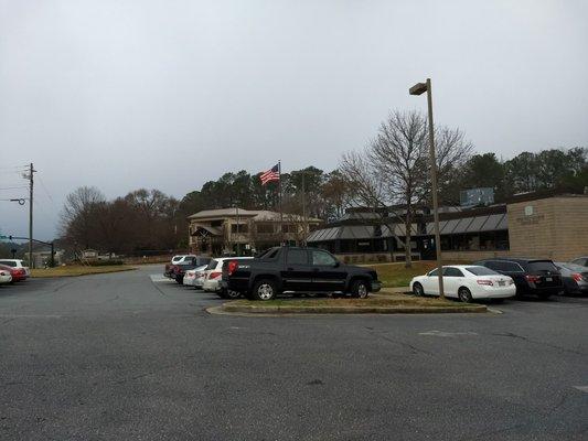 Packed parking lot. I have never had to park over to the side.