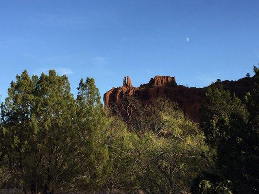 Dancing Couple and moon overhead from upper north prong trail