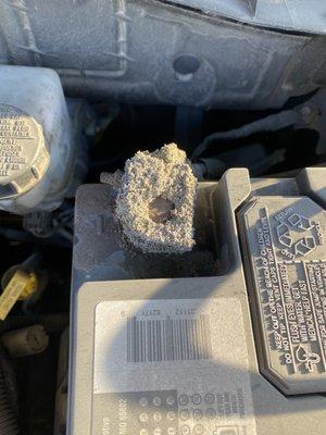 Corrosion on battery.