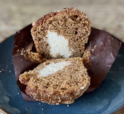 My pumpkin cream cheese muffin - a bit dry on the inside but I enjoy the cream cheese part!