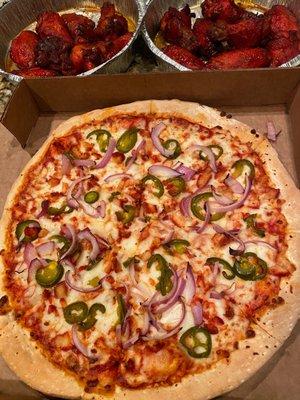 Butter Chicken Pizza , honey garlic wings