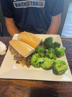 Philly cheesesteak with broccoli