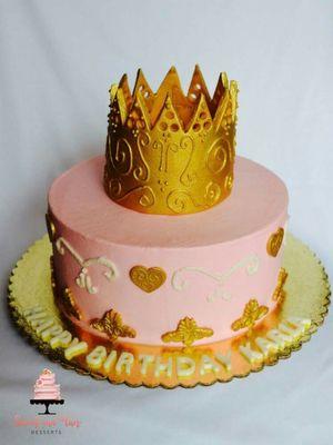 Gold and pink princess cake