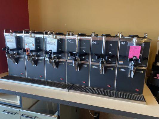 A variety of self serve coffee