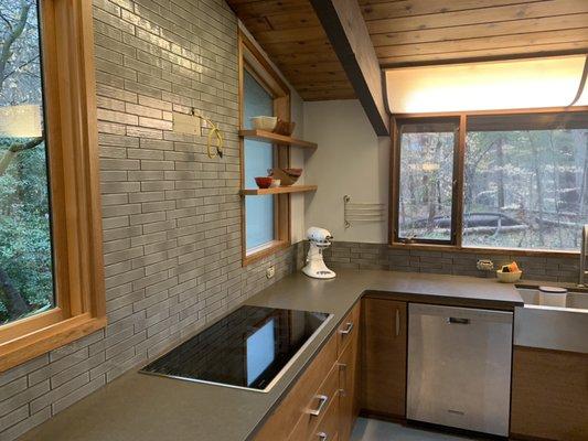 Gray Subway Tile back splash