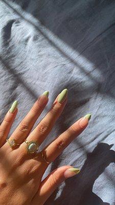 Light green French tips