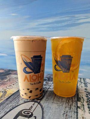 Aloha Milk Tea with boba and Hawaiian fever. Iced tea