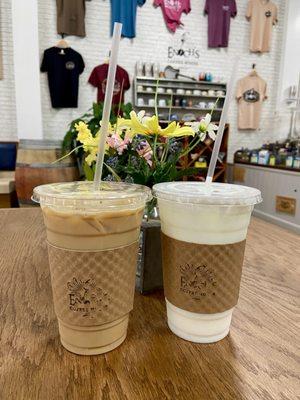 Iced latte and Italian crème soda