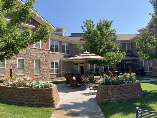 Our beautiful secured Memory Care courtyard.