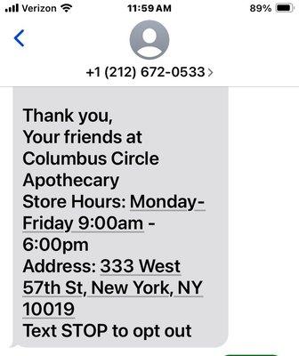 Text from this pharmacy. Posted with review. 11/11/24