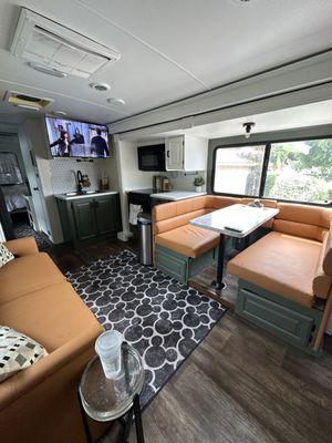 RV photos after Juan reupholstered my RV  He did the couch, dinette, and captains chairs.