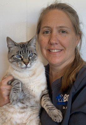 Dr. Waterman with her cat Nitro!