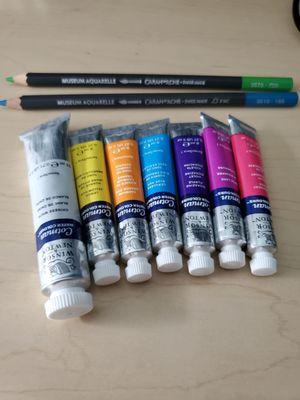 Watercolors by Winsor & Newton and color pencils by Caran d'Ache