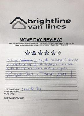 the review i wrote and gave to them on move day