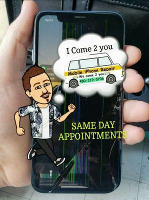 We are driving to you to repair your iPhone. Give us a call if you have any questions.

We fix iPhone Screens anywhere
Same Day Appointments