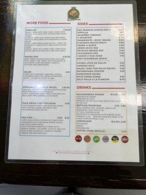 Updated menu part 2, 4/1/23