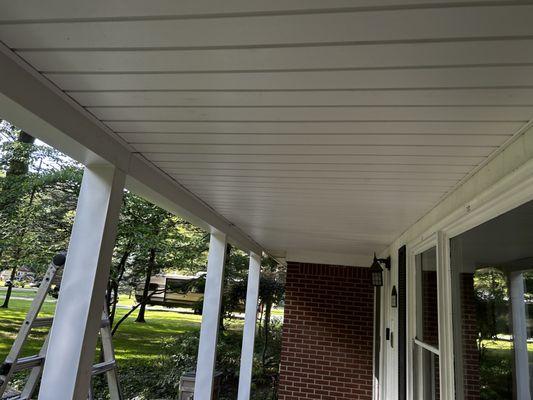 Sided the soffit on front porch and framed the posts. Customer very pleased