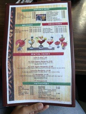 Current menu & prices