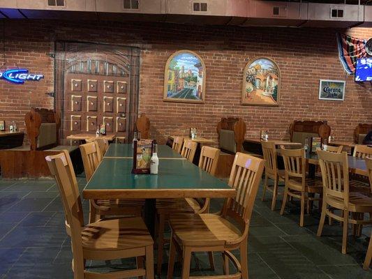 Dining area with TVs